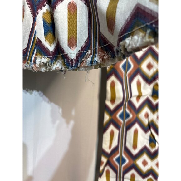 Wisteria Lane Geometric Flare Pants S White/Multicolor 98% Cotton & 2% Spandex - Picture 5 of 8